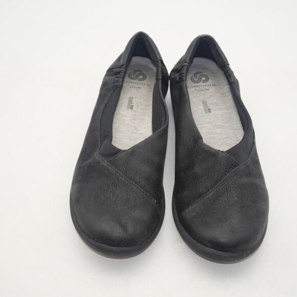 Clarks Women's 9 Cloudsteppers Sillian Holly Comfort Shoes Flats Slip On Black - Picture 7 of 10